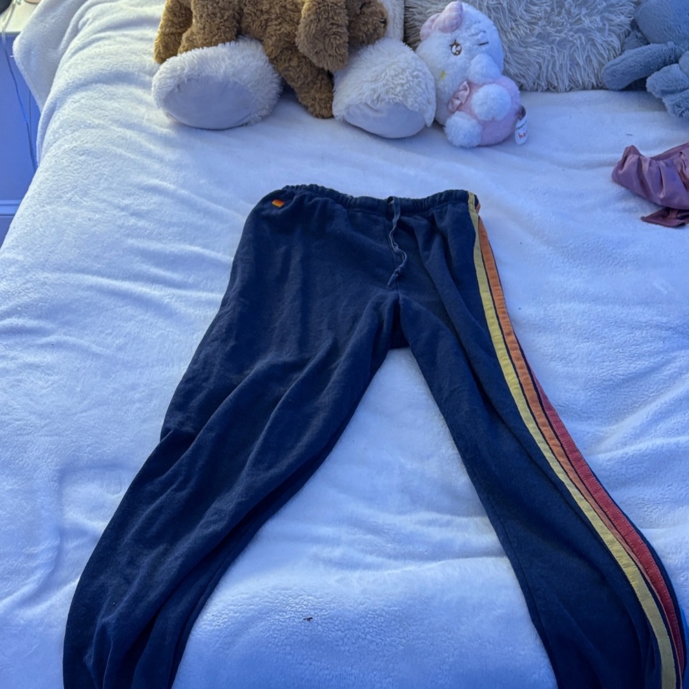 Aviator Nation Kids Joggers with Rainbow Stripe Size M